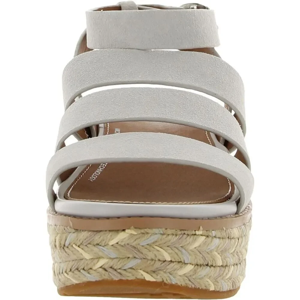 Women's Light Gray Espadrille Platform Sandals